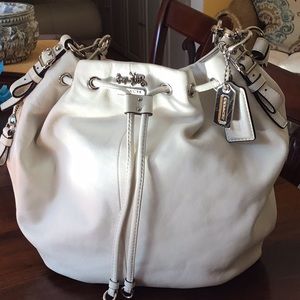 Coach White Leather Tote Bag